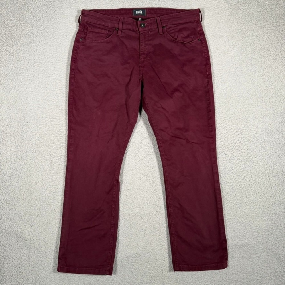 Paige Jeans Mens 34x27 Burgundy Federal Slim Straight Casual Preppy Stretch USA